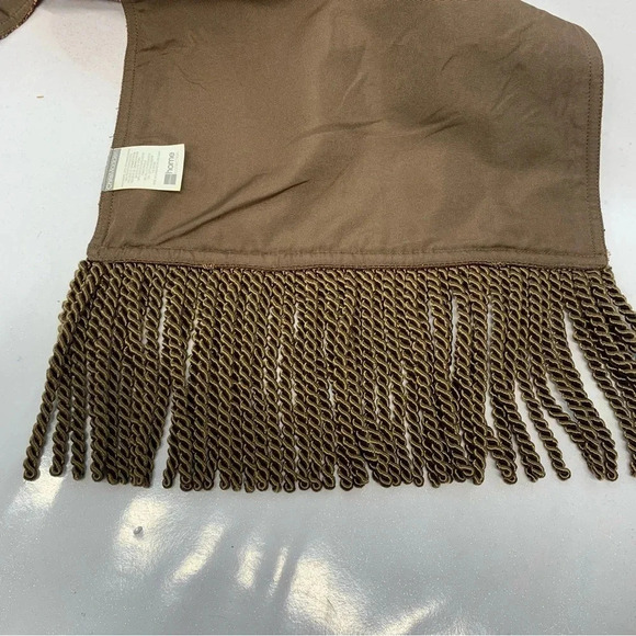 Chriss Madden Table Runner Brocade Braided Tassel Fringe Green Brown 13 X 58" - Picture 6 of 12